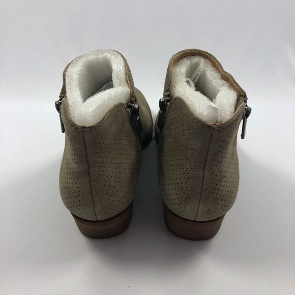 NEW! Suede Perforated Ankle Booties Lucky Brand Bayley 2 - Picture 5 of 8